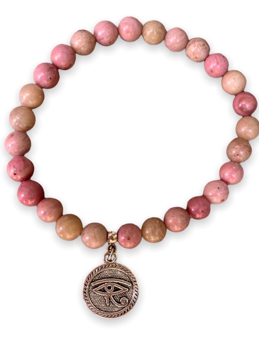 Pink Beaded Bracelet with Eye Charm
